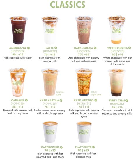 PICKUP COFFEE Menu .